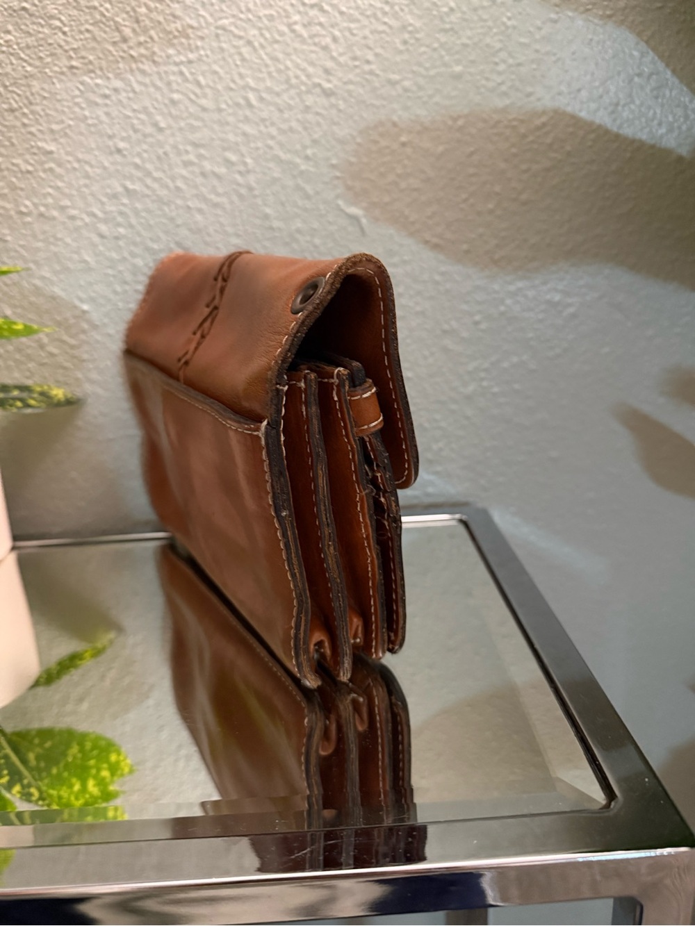 Patricia Nash Bianco Heritage Brown Leather Crossbody Organizer - Picture 5 of 10